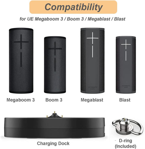 Charger for Ultimate Ears Boom 3/Megaboom 3/Blast/Megablast, Charging Dock Cradle with USB Port, 5.5ft Cable for UE Boom 3/Megaboom 3/Blast/Megabl...
