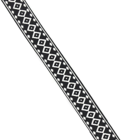 10.9 Yards Spool 0.9" Wide Black & White Diamond Design Geometric Wove Trim Jacquard Ribbon Woven Border Clothing Accessories 25276...