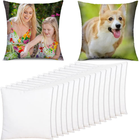 15 pcs Sublimation Blanks Pillow Cases 16"x 16" White Cushion Covers Pillow Covers Heat Transfer DIY Custom Picture Pillow Covers Glossy Satin (4)...