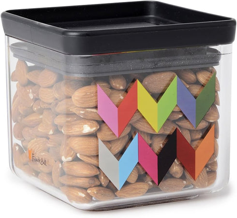 French Bull Ziggy Plastic BPA Free Leak-Proof Cereal and Dry Food Storage Container with Lid-Pantry, Kitchen, Snacks, Airtight, Stackable, Organiz...