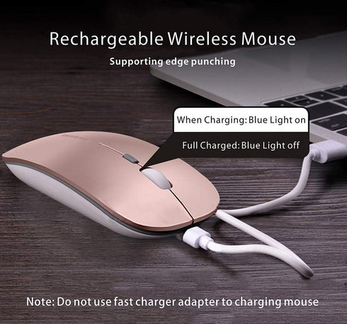 Uciefy Q5 Slim Rechargeable Wireless Mouse, 2.4G Portable Optical Silent Ultra Thin Wireless Computer Mouse with USB Receiver and Type C Adapter, ...