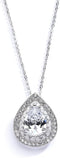 Mariell Pear-Shaped Solitaire Pendant Necklace for Brides, Bold ¾ CZ Crystal Drop, Vintage Wedding Bridal Jewelry for Weddings, Mother to The Brid...