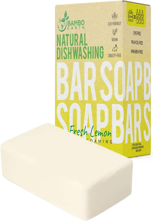 Natural Non-Toxic Dish Washing Block Soap - Dyes And Fragrance Free - Vegan Cruelty-Free Eco-Friendly And Zero Waste Dishwashing Handmade Solid Ba...