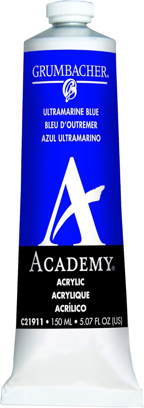 Grumbacher Academy Acrylic Paint, 150ml/5.07 oz Metal Tube, Ultramarine Blue (C21911)...