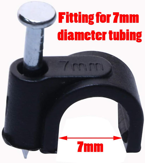 Mini Skater 7 mm Diameter Circle Ethernet Nylon Wire Cable Clips Clamps with Steel Nail, 100pcs/Pack?7mm,Black?...