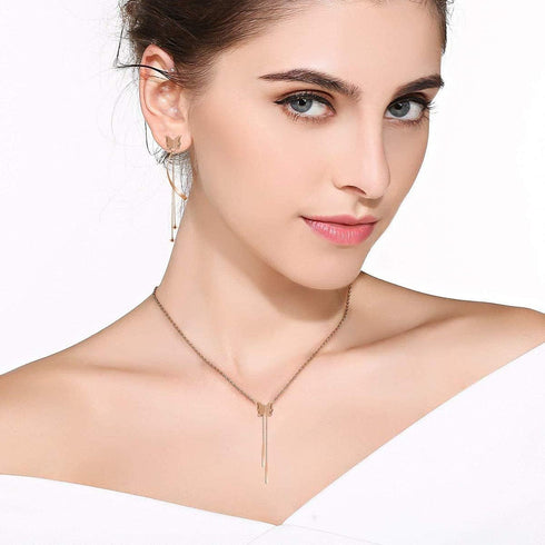 EVEVIC Stainless Steel Butterfly Necklace Earrings Set for Women 14K Gold Plated Hypoallergenic Jewelry Sets...