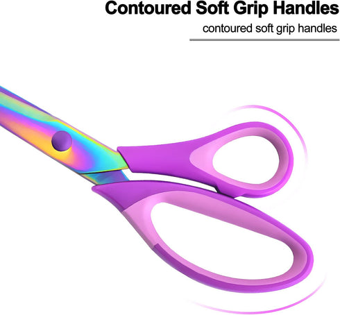 Craft Scissors Set of 3 Pack, All Purpose Sharp Titanium Blades Shears Rubber Soft Grip Handle, Multipurpose Fabric Scissors Tool Great for Adults...