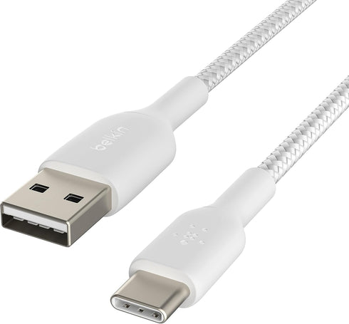 Belkin BoostCharge Braided USB-C Cable (2M/6.6ft), USB-C to USB-A Cable, USB Type-C Cable for iPhone 15 Series, Samsung Galaxy S24, Note20, Pixel ...