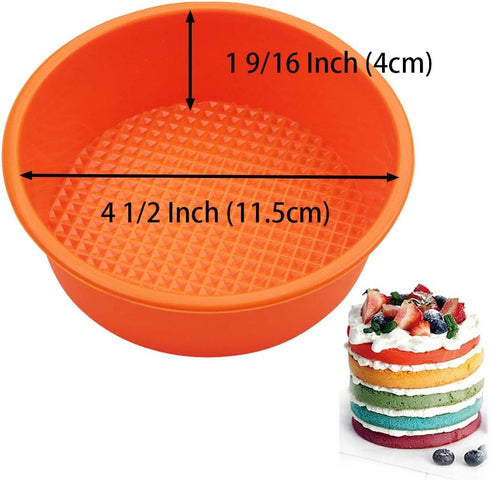 Silicone Mould for 4.5 inch Layer Cake Pan Round Cylinder Rainbow Cake Pans Vegetable Pancakes Pizza Crust Omelet Frittata Set of 4...