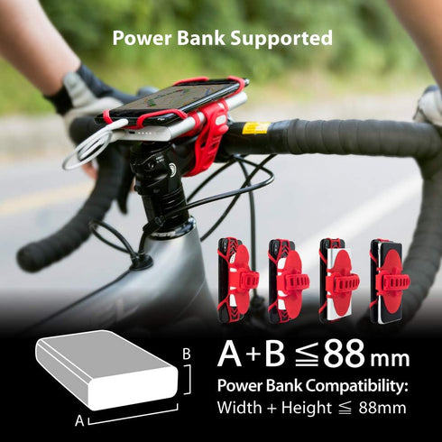 BONE Bike Tie Pro Pack 1, Bike Cell Phone + Charger Mount for Stem, Scratch-Free Silicone Holder, Universal Cycling Phone + Power Bank Holder Comp...