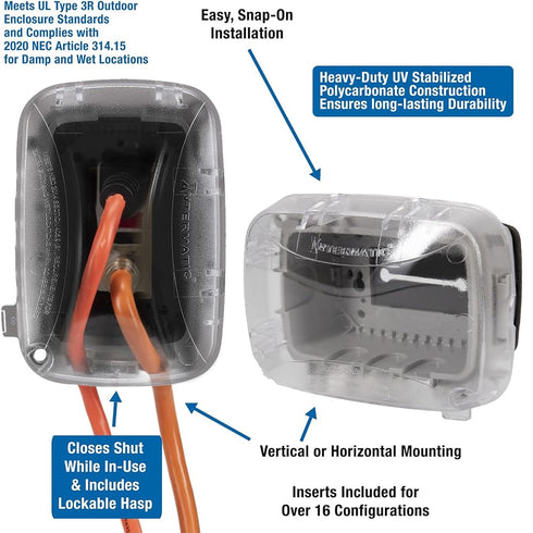 Intermatic WP5100C Extra-Duty in-Use Electrical Outlet Cover - Single Gang, Versatile Outdoor Receptacle Cover - Secure and Waterproof Design for ...