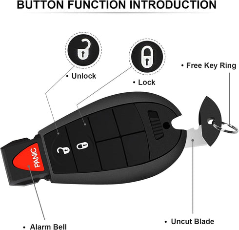 3 Button Key Fob Compatible for Dodge Challenger, Charger, Grand Caravan, Chrysler 300, RAM 1500 2500 3500 Keyless Entry Remote Replacement for M3...