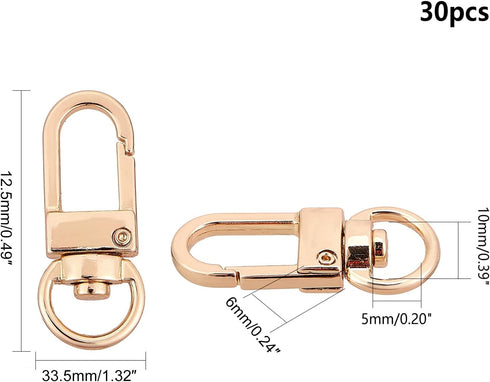 PH PandaHall Key Chain Clips, 30 Pieces Golden Metal Lobster Claw Clasps Swivel Lanyards Trigger Snap Hooks Strap for Keychain Key Rings DIY Bags ...