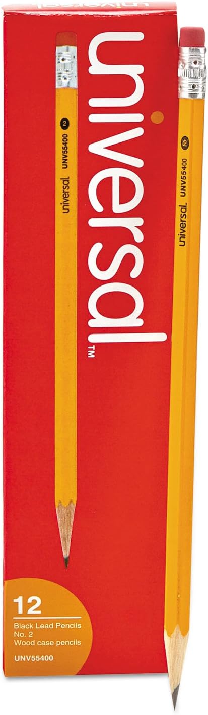 Universal UNV55400 HB #2 Woodcase Pencil - Black Lead/Yellow Barrel (1-Dozen)...