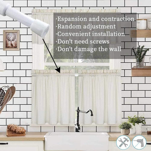 Spring Tension Rods 28-43 Inches Spring Load Adjustable Expandable Heavy Duty Steel Small Short Tension Curtain Rod For Windows,Kitchen,Doorway,Ba...