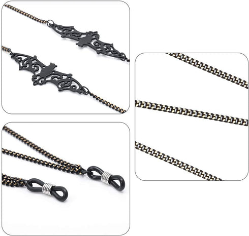 Pinksee Women Men Glasses Chain Black Bat Eyeglass Strap Holder Eyewear Retainer...
