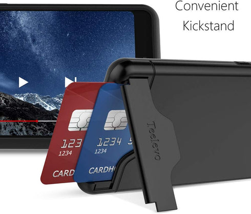 Teelevo Wallet Case for Google Pixel 3, Dual Layer Case with Card Slot Holder and Integrated Kickstand for Google Pixel 3 - Black...