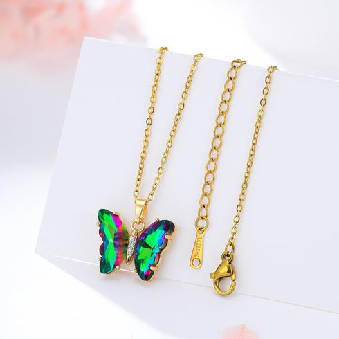 Butterfly Necklaces For Women Trendy 18k Gold Plated Butterfly Pendent, Moon Planet, Bee, Swan,Teardrop, Dolphin, Heart,Angel Pendant Gifts For Wo...
