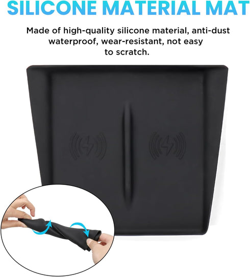 Carwiner Center Console Wireless Charger Silicone Mat for 2024 Tesla Model 3 Highland Interior Accessories (Black)......