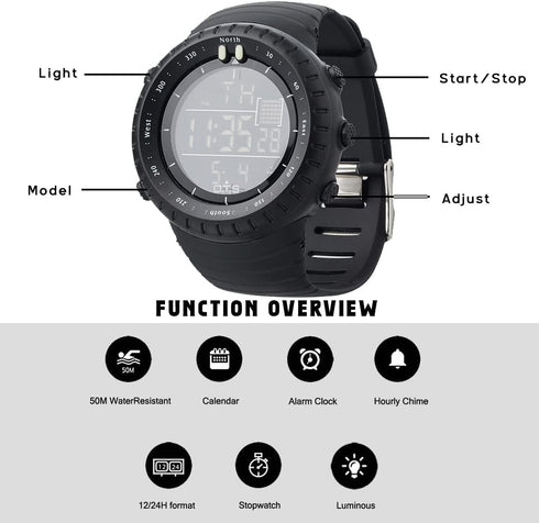 PALADA Men's Digital Sports Watch Waterproof Tactical Watch with LED Backlight Watches for Men...