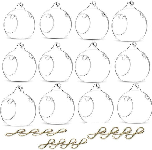 12 Pcs 3.15"/ 8cm Hanging Candle Holder Glass Globes for Candles, Air Plant Holders Terrarium Hanging Tea Lights Candle Holder Home Wedding Party ...