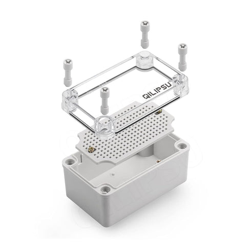 QILIPSU Junction Box with Mounting Plate 110x80x70mm, Clear Cover Plastic DIY Electrical Project Case IP67 Waterproof Dustproof Enclosure Grey (4....