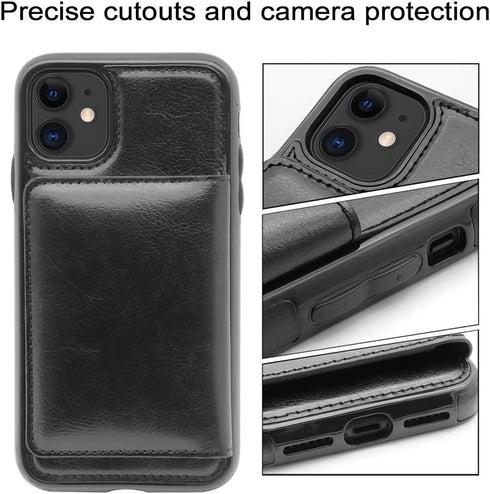 LakiBeibi Case for iPhone 11 with Card Holders, Dual Layer Lightweight Slim Leather Wallet Case Flip Folio Magnetic Lock Protective Case for Apple...