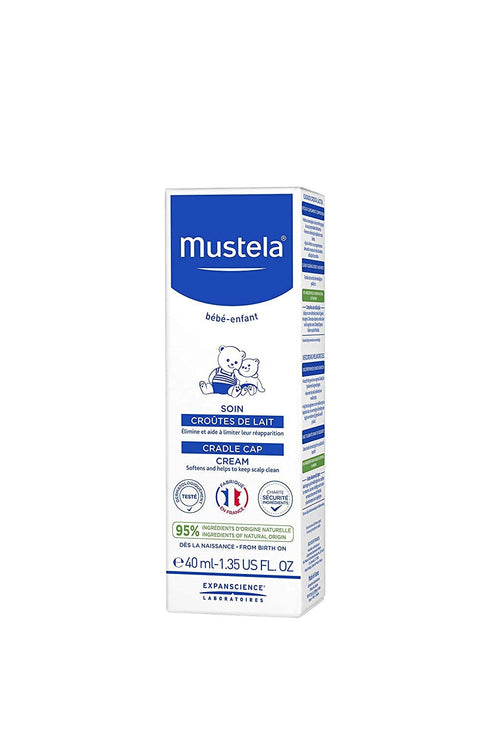 Mustela Baby Cradle Cap Cream - Newborn safe - with Natural Avocado - Paraben Free & Fragrance Free - 1.35 Fluid Ounce...