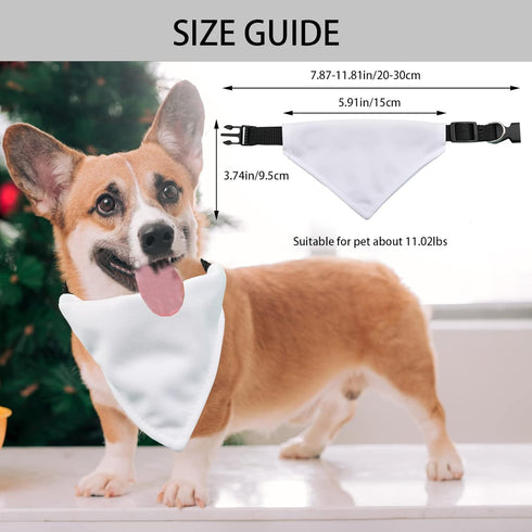 Dog Bandana with Adjustable Buckle, 2 PCS Pet Dog Sublimation Double-Sided Blank Dog Bandanas with D-Ring Adjustable Quick Release Buckle Dog Band...