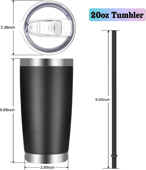 VEGOND 20oz Tumbler with Lid and Straw Stainless Steel Tumbler Cup Vacuum Insulated Double Wall Travel Coffee Mug Powder Coated Coffee Cup(Black 1...
