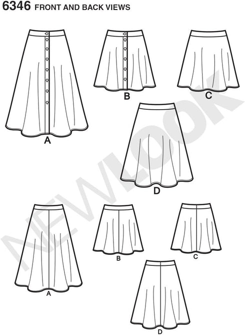 Simplicity New Look Patterns UN6346A Misses' Easy Skirts, A (8-10-12-14-16-18-20)...