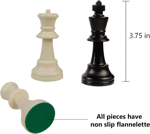 Juegoal Plastic Chess Pieces Only, 32 Pieces Each Chessmen Pieces, 3.75 Inch King Figures Chess Game Pawns Figurine Pieces, Replacement of Missing...