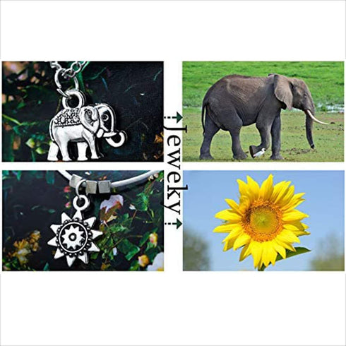 Vintage Layered Ankle Bracelets Sunflower Silver Anklets Chain Elephant Beach Foot Jewelry for Women and Girls...
