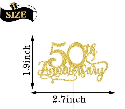 24Pcs Gold Glitter 50th Anniversary Cupcake Topper Happy 50th Cheers to 50 Years Cupcake Topper 50th Birthday Wedding Anniversary Party Decoration...