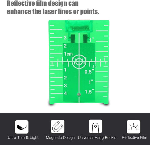 Laser Level Target Plate Double Scale Cross Line Laser Level Meter,Foldable Magnetic Floor Laser Target Card Plate(Green)...