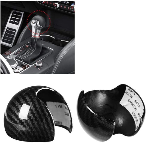 Gear Shift Knob Cover, Carbon Fiber Style Car ABS Plastic Gear Shift Knob Head Cover Cap Sticker Trim for A3 8 V S3 14-18...