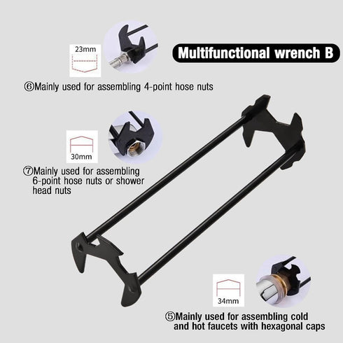 2pcs Basin Wrench Multifunctional Sink Wrench 7 Sizes Faucet Tool Plumbers Wrench Universal Socket Wrench Plumbing Tools for Tight Spaces Kitchen ...