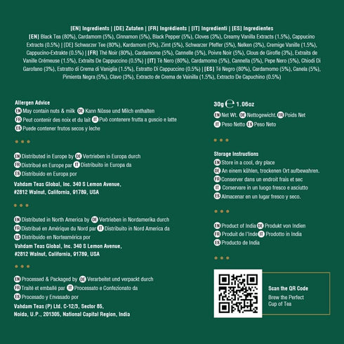 VAHDAM, Vanilla Chai Tea Bags (30 Count) High Caffeine, Non GMO, Gluten Free | Individually Wrapped, Full-bodied & Malty | No Artificial Flavor | ...