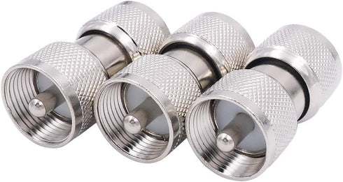 Fancasee PL259 Barrel Connector, Male to Male PL259 Coupler, 3-Pack UHF Coax Coaxial Adapter for CB Ham Radio HF VHF UHF Antenna Cable Cord Extens...