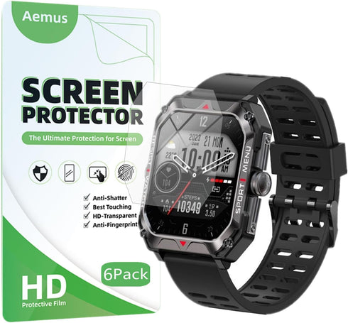 Screen Protector Compatible for FreeDvigor Smart Watch 2.02" (6 Pack) Full Coverage HD PET Film, For H22 Smart Watch...
