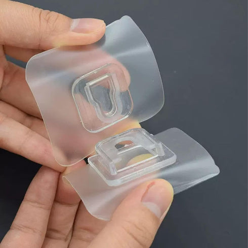 Adhesive Hooks, Clear Double Sided Adhesive Wall Hooks, Traceless Wall Mount Sticky Hook, Waterproof Self Wall Hangers for Kitchen Bathroom Shower...