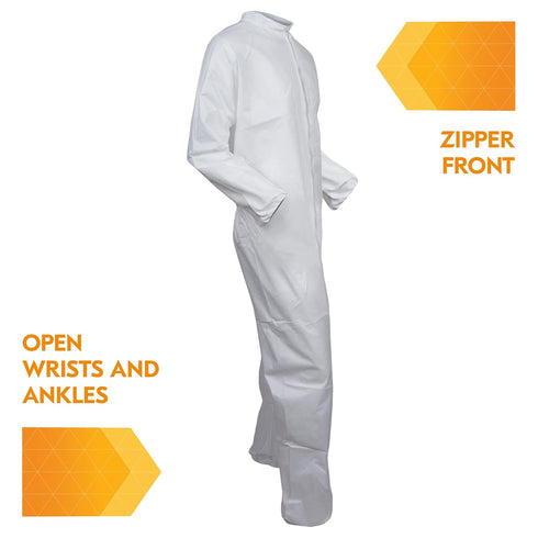 KleenGuard™ A40 Liquid & Particle Protection Coveralls (37694), White, 4XL...