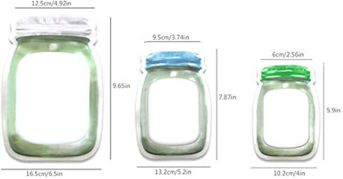 Enkrio 20 PCS Mason Jar Zipper Bags Storage Reusable Food Bag for Snack Sandwich Nuts Cookies Airtight Zipper Sealed Baggies Leak-Proof...