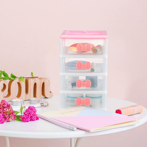 Lovely Four-tier Desk Receiving Drawers Cosmetic Case Storage Cabinet Box Room Desktop Organizer Makeup Organizer...