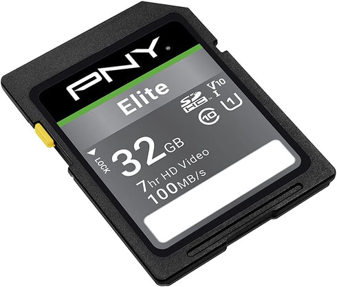 PNY 32GB Elite Class 10 U1 V10 SDHC Flash Memory Card - 100MB/s, Class 10, U1, V10, Full HD, UHS-I, Full Size SD...
