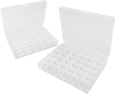 Sewing Machine Bobbins Box, 2Pack 36 Slots Empty Bobbins Spools Box, Sewing Craft Plastic Case Storage Box for Sewing Machine....