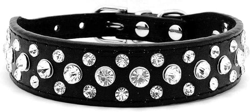 Rhinestone Dog Collar, Bling Rhinestone PU Leather Crystal Diamond Pet Dog Cat Puppy Collar Black S M L XL (XL, Black)...