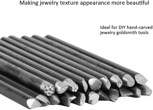 20pcs Metal Jewelry Anvil Chisel Punch Stamp Mold Kit for Jewelry Processing Making Carving Tools + Professional Jewelry Carving Tools (20Pcs)...