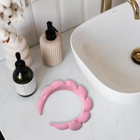 2 Pack Sponge Spa Makeup Headband, Puffy Spa Headband Skincare Headband for Women Face Washing, Makeup Removal, Shower, Skincare(Pink?blue)...