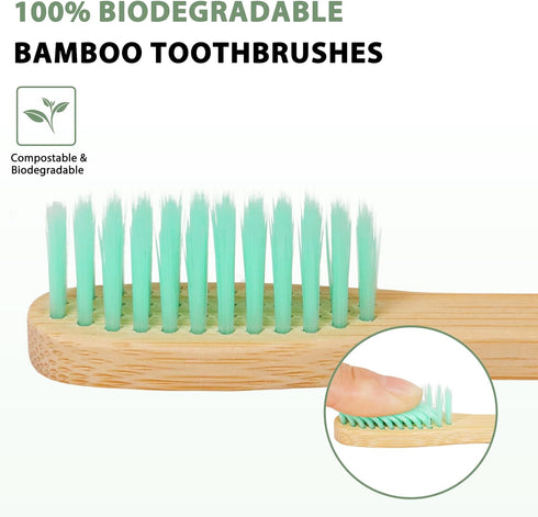 Bamboo Toothbrushes (8 Count) BPA Free Soft Bristles Natural Toothbrush Set - Biodegradable & Compostable Eco-Friendly Wooden Toothbrush...